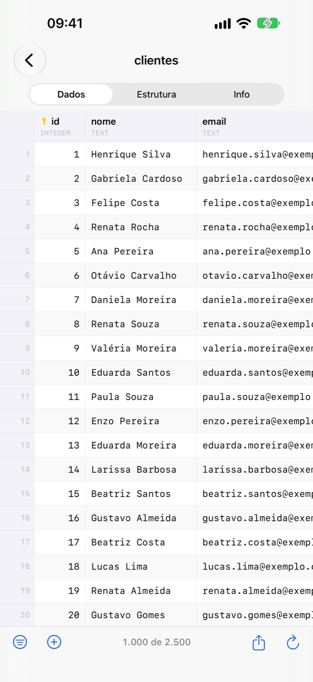 Grid de dados no iPhone
